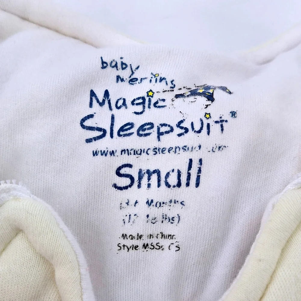 Baby Merlins Magic Sleepsuit Cream Cotton Swaddle Transition Small 3-6 Months